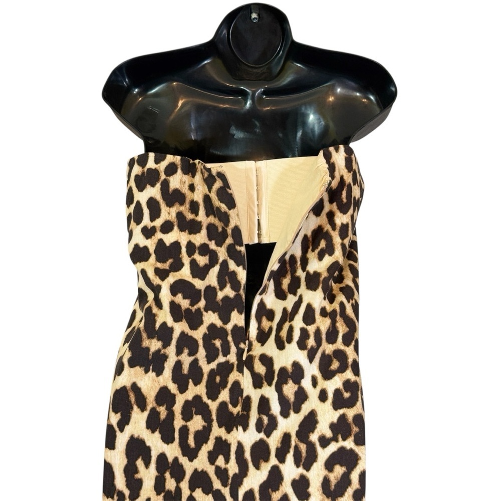 Strapless Leopard Print Midi Dress - Picture 14 of 16